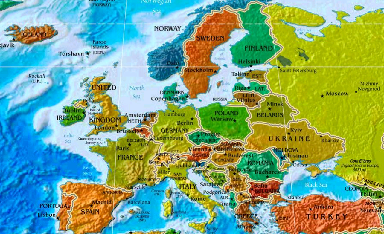 Europakarte Länder und Hauptstädte