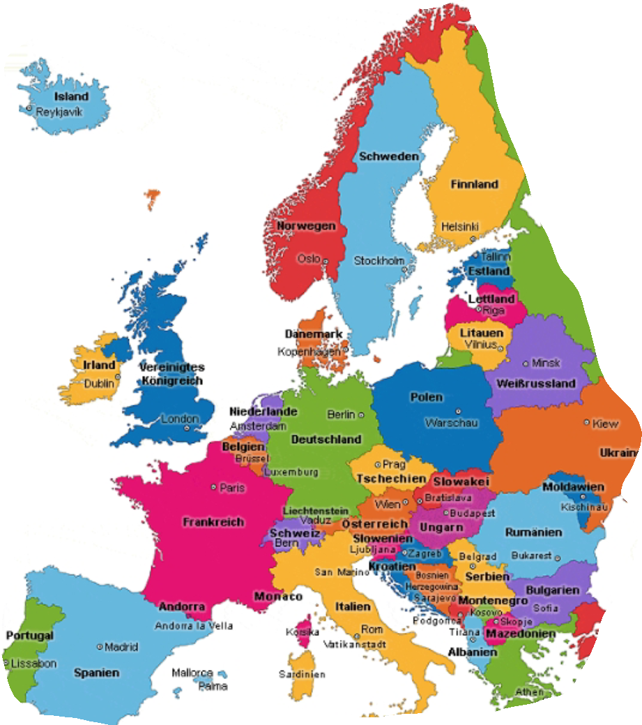 Europakarte mit Ländern