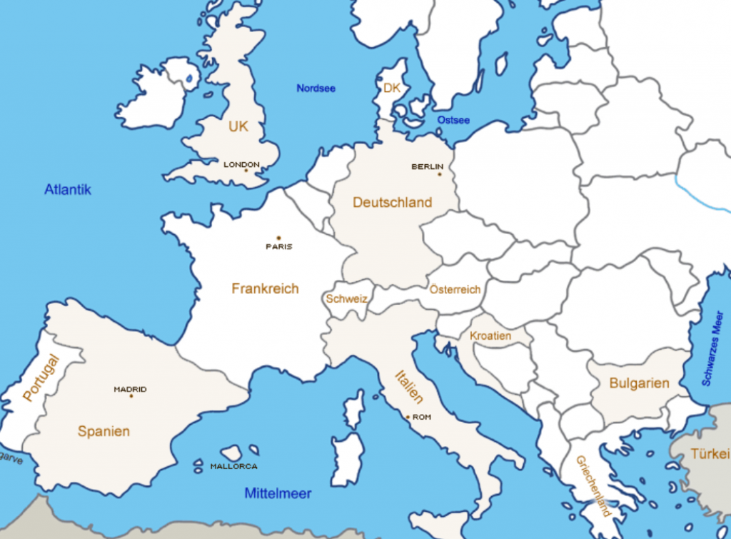 Europakarte Europakarte Leer Die Lander Europas Auf Der Landkarte
