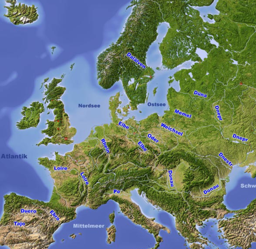 Satellitenbild der europäischen Länder