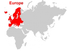 Europa auf der Weltkarte mit Kontinenten