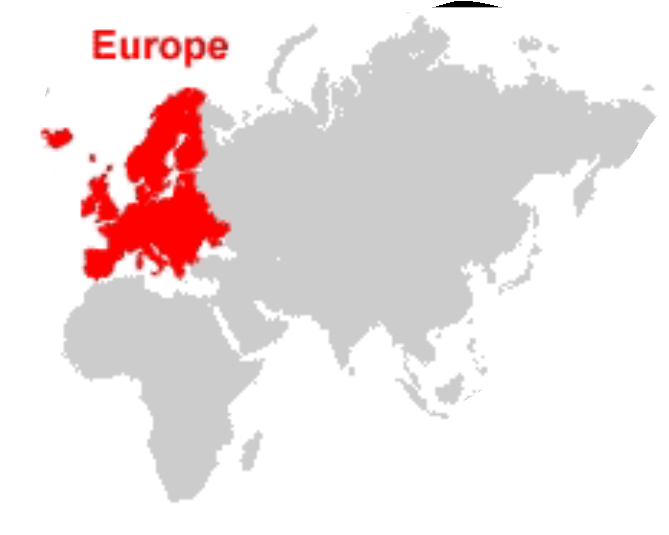 Europa auf der Weltkarte mit Kontinenten